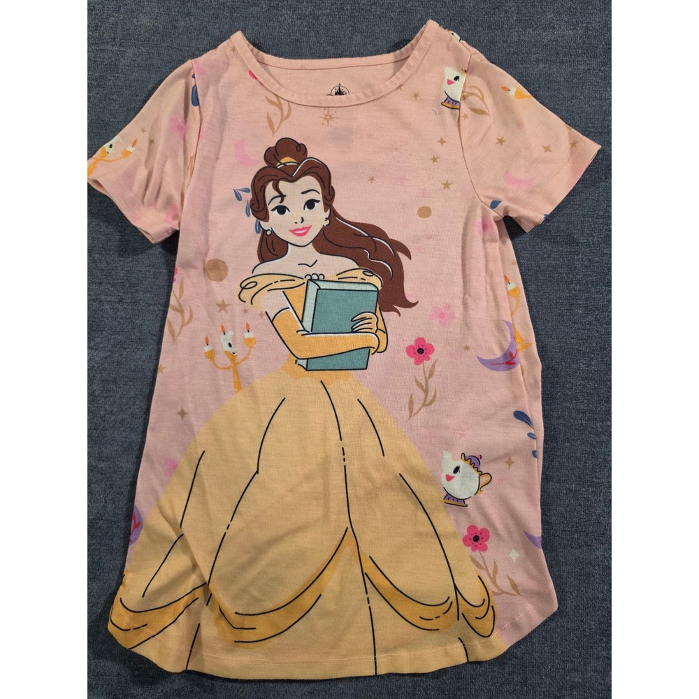Disney Princess Belle Pink Nightgown Beauty and the Beast Sleep Dress Girls 4